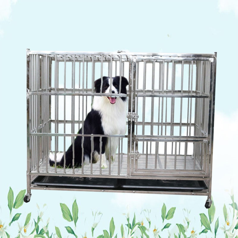 不锈钢狗笼子中大型犬加粗加厚室内金毛拉布拉多萨摩耶折叠带厕所