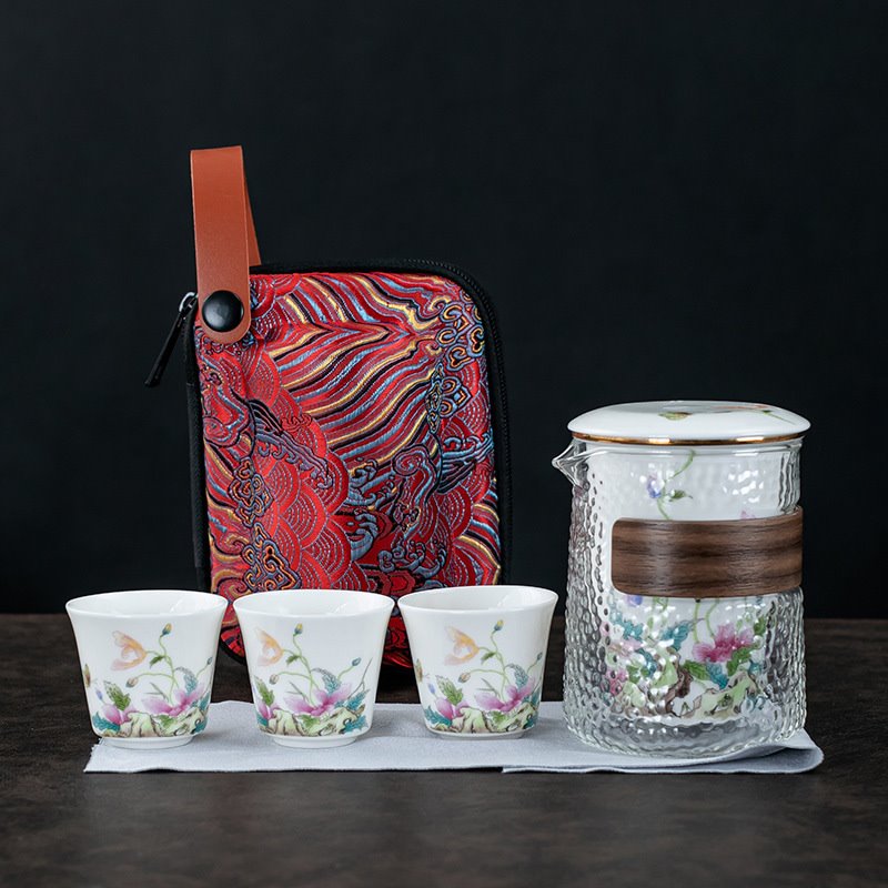 玻璃快客杯禅风黑泡茶装备适合旅游露营茶具便携式简约陶瓷
