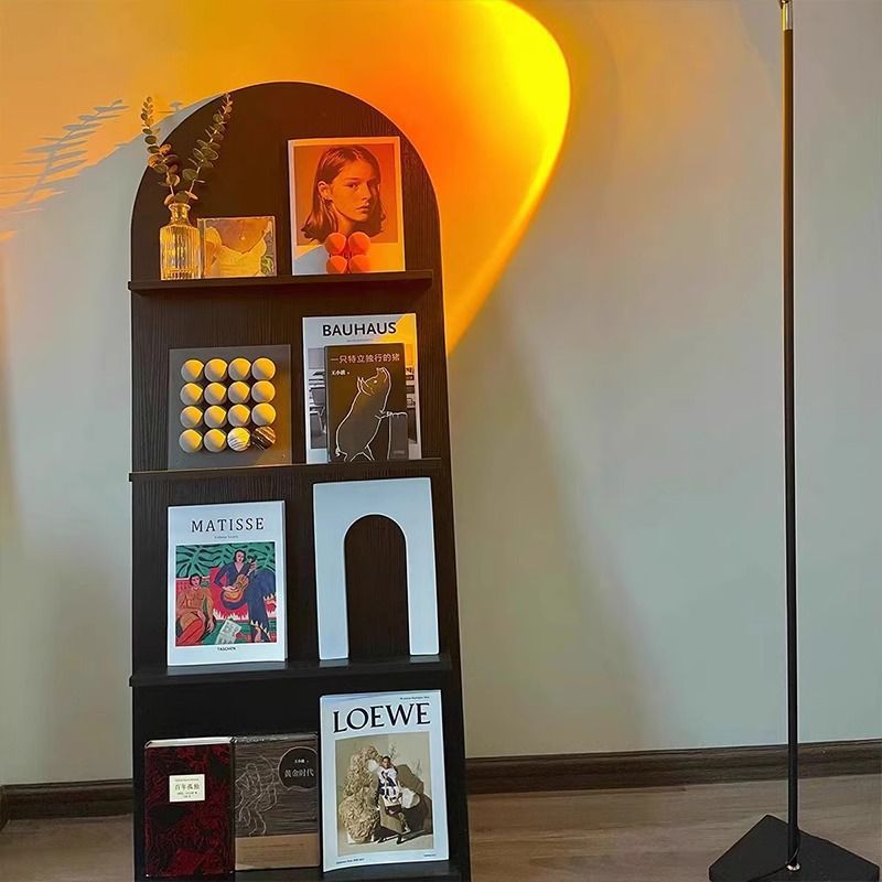 中古风日式杂志架展示架落地专辑展示架靠墙报刊置物架多功能书架