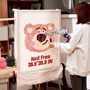 2024你那新款免钉戳架簇绒框架画架 地毯织枪木架 tufting frame