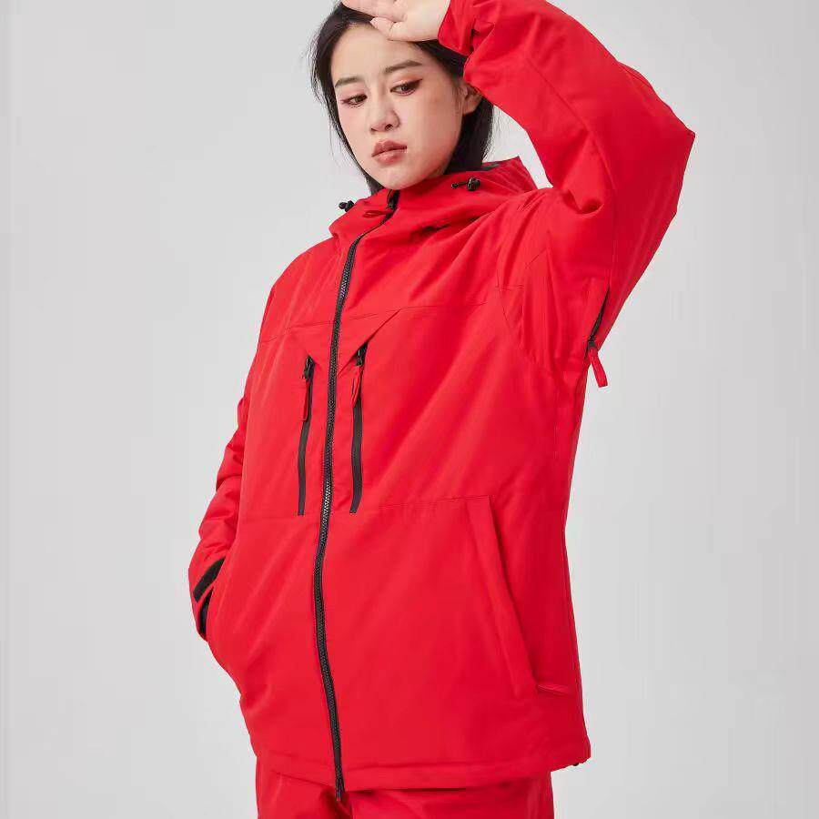 成人滑雪服单板双板宽松加大加厚防水纯色大码儿童滑雪衣防雪雪地