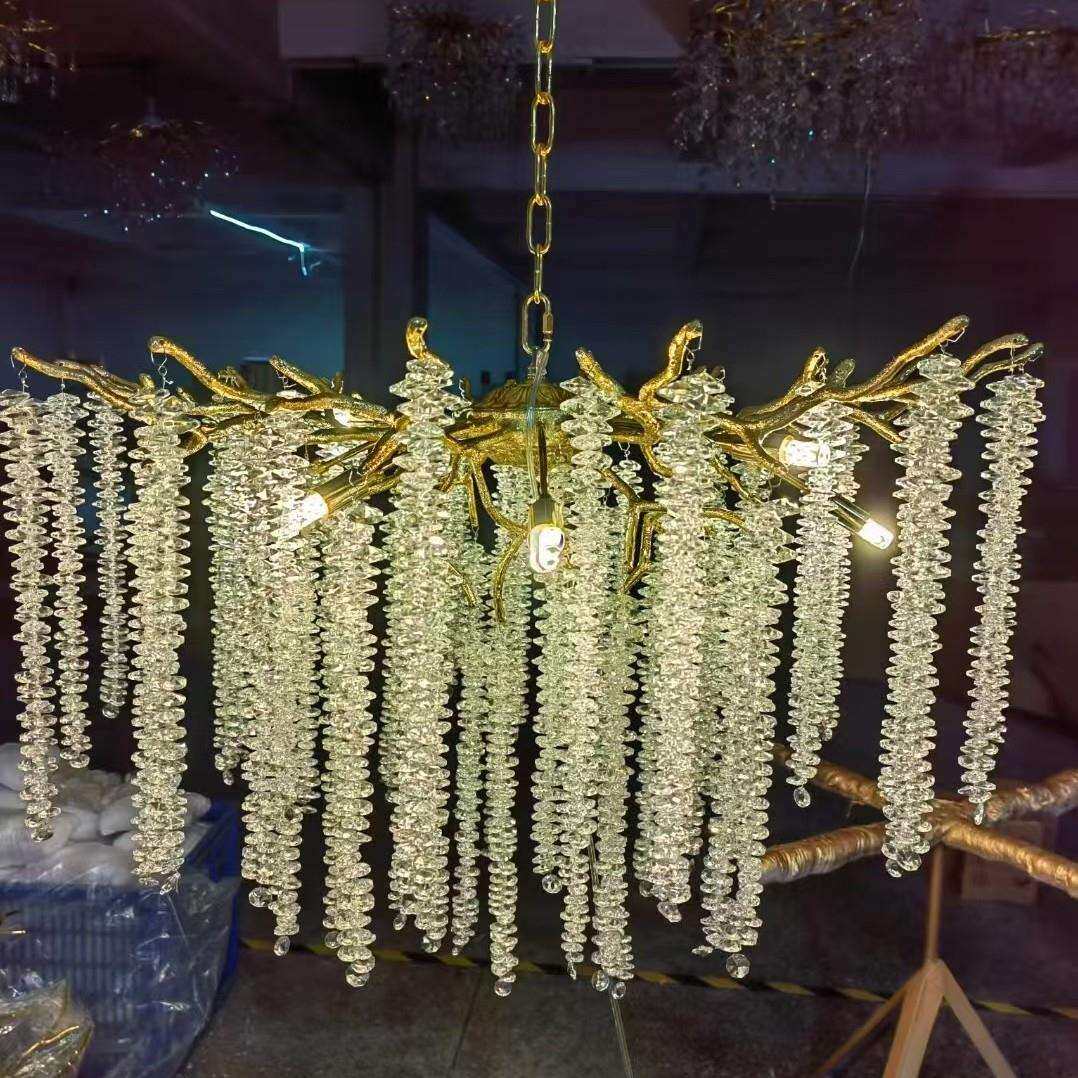 轻奢树枝吊灯法式流苏客厅水晶灯现代简约卧室餐厅高档大气别墅灯