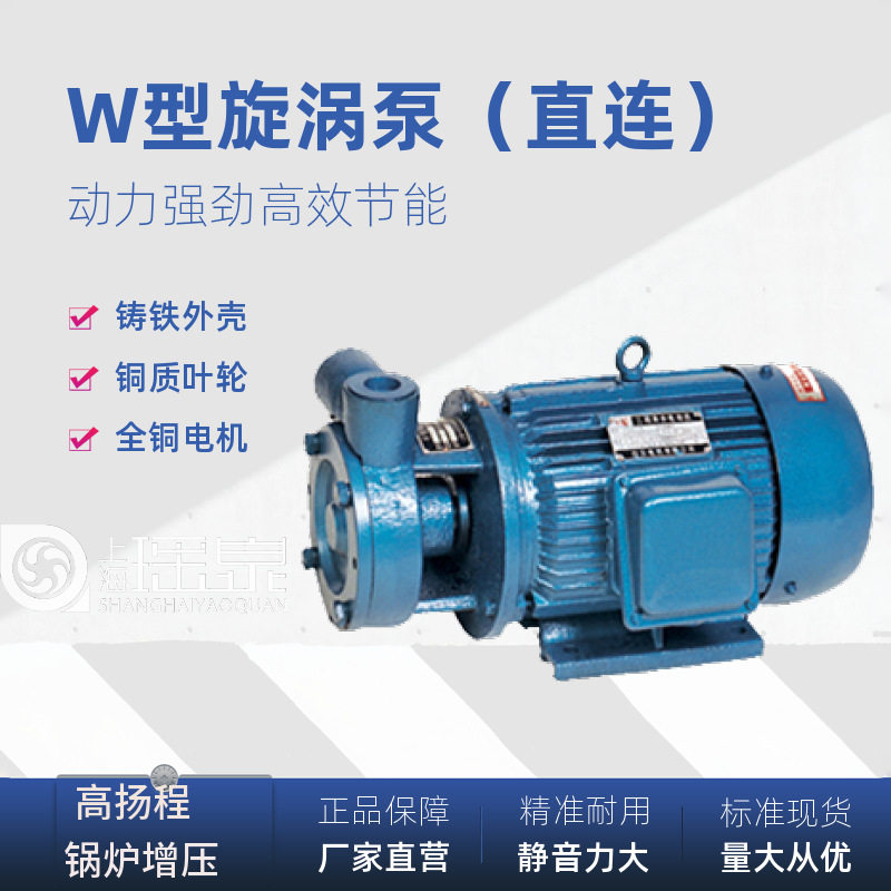 瑶泉W型旋涡泵高扬程清水泵锅炉增压水泵铸铁旋涡泵W单级旋涡泵