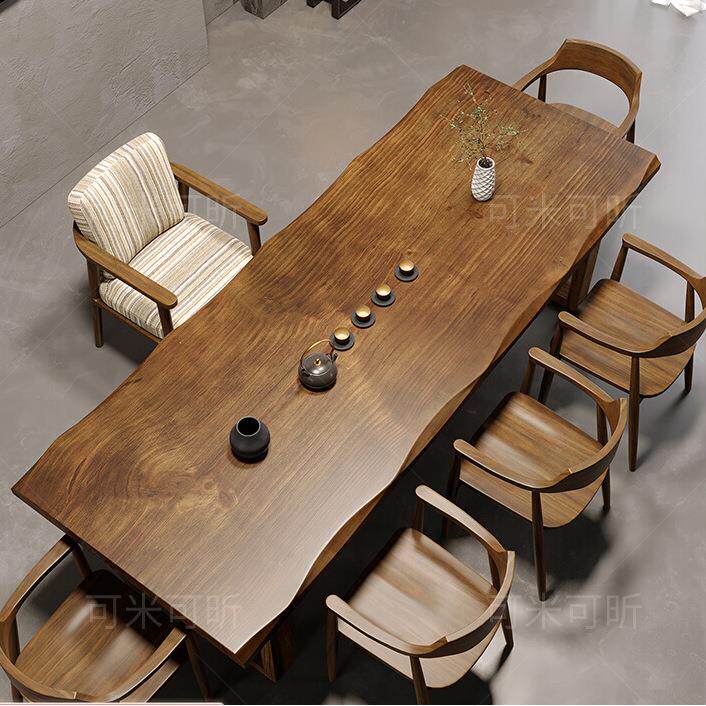 新中式实木大板茶桌椅组合现代简约家用客厅泡茶台办公室接待茶桌