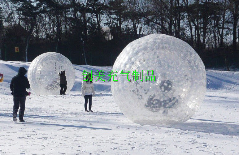 充气水上滚球草地悠波球 草地球充气悠悠球 双层草地滚球雪地球