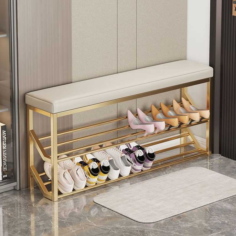 换鞋凳家用门口铁艺软包坐垫鞋架可坐穿鞋凳进门凳入户门鞋柜坐凳