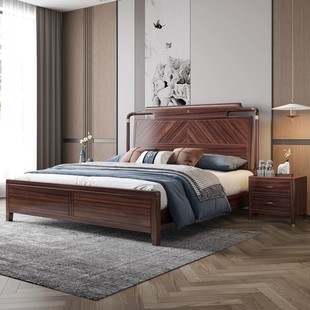 新中式实木床乌金木主卧双人1.8双人床现代简约轻奢1.5米储物婚床