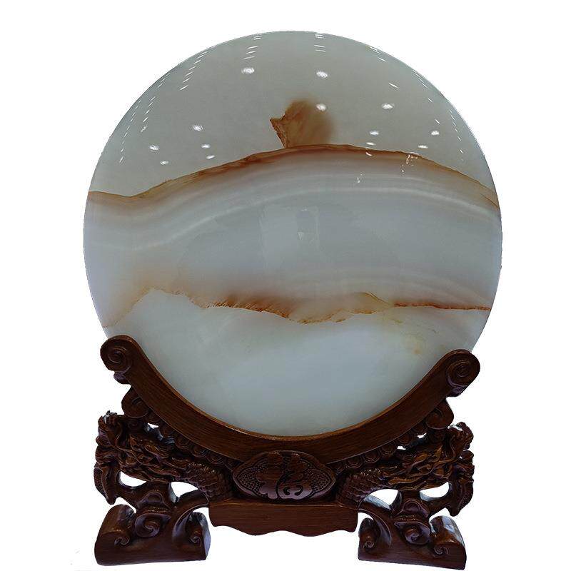 平安扣玉石摆件天然玉石大摆件客厅玉雕工艺品阿富汗玉大号乔迁礼