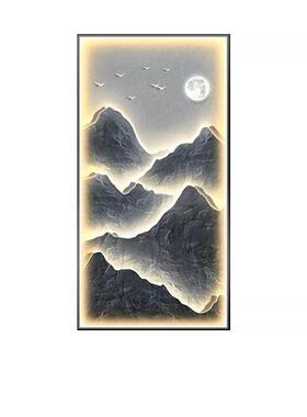 入户过道挂画现代正对门轻奢发光灯画玄关装饰画走廊墙面高档壁画
