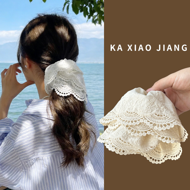 法式温柔米白色蕾丝裙摆发圈女韩系超大双层头花高级感头绳发饰品,饰品/流行首饰/时尚饰品新,发饰,淘宝优惠券,粉丝福利购,淘宝优惠卷