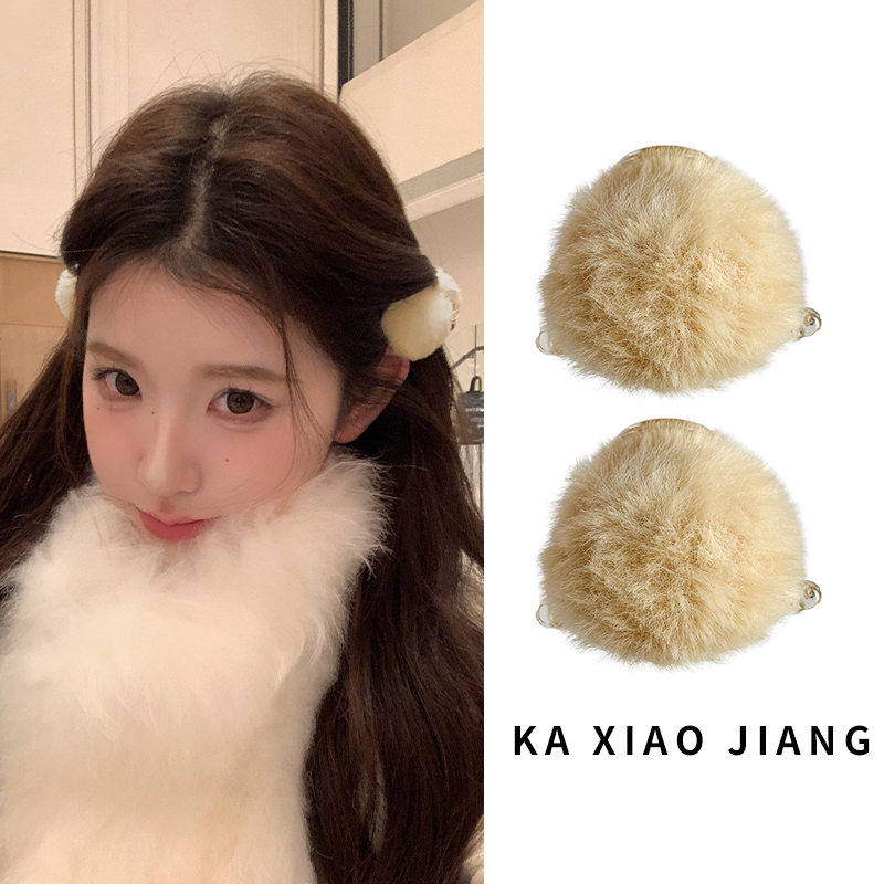 小号毛毛抓夹女秋冬毛绒刘海发夹