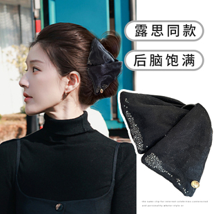 赫本风高级感碎钻三角抓夹饱满后脑勺盘发鲨鱼夹高马尾固定发夹子