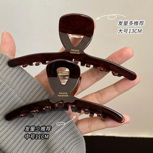 巧克力醋酸抓夹女2025新款 高级感鲨鱼夹发量大后脑勺气质盘发夹子