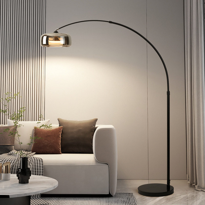 北欧轻奢落地灯客厅卧室床头灯立式钓鱼极简黑色高级感褶装饰台灯