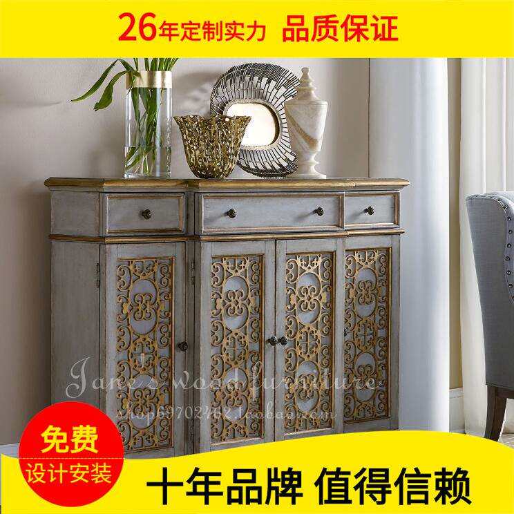 轻奢玄关柜鞋柜新古典进门入户高装饰柜港式后现代美式隔断餐边柜