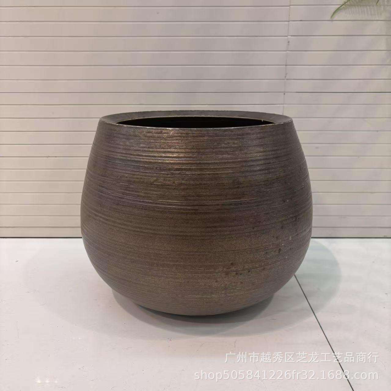 陶瓷落地花盆种植大口径缸盆古铜色花瓶庭院摆设客厅摆件装饰简约