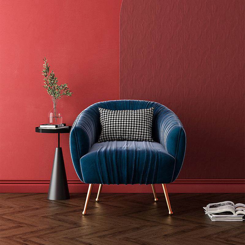 现代休闲单人布艺沙发美式简约小户型老虎椅客厅轻奢铁艺懒人沙发