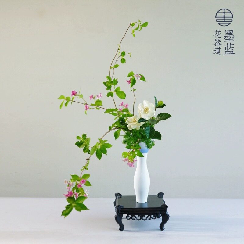 池坊生花日式立花陶瓷插花器皿客厅茶席花器简约桌面花瓶摆件