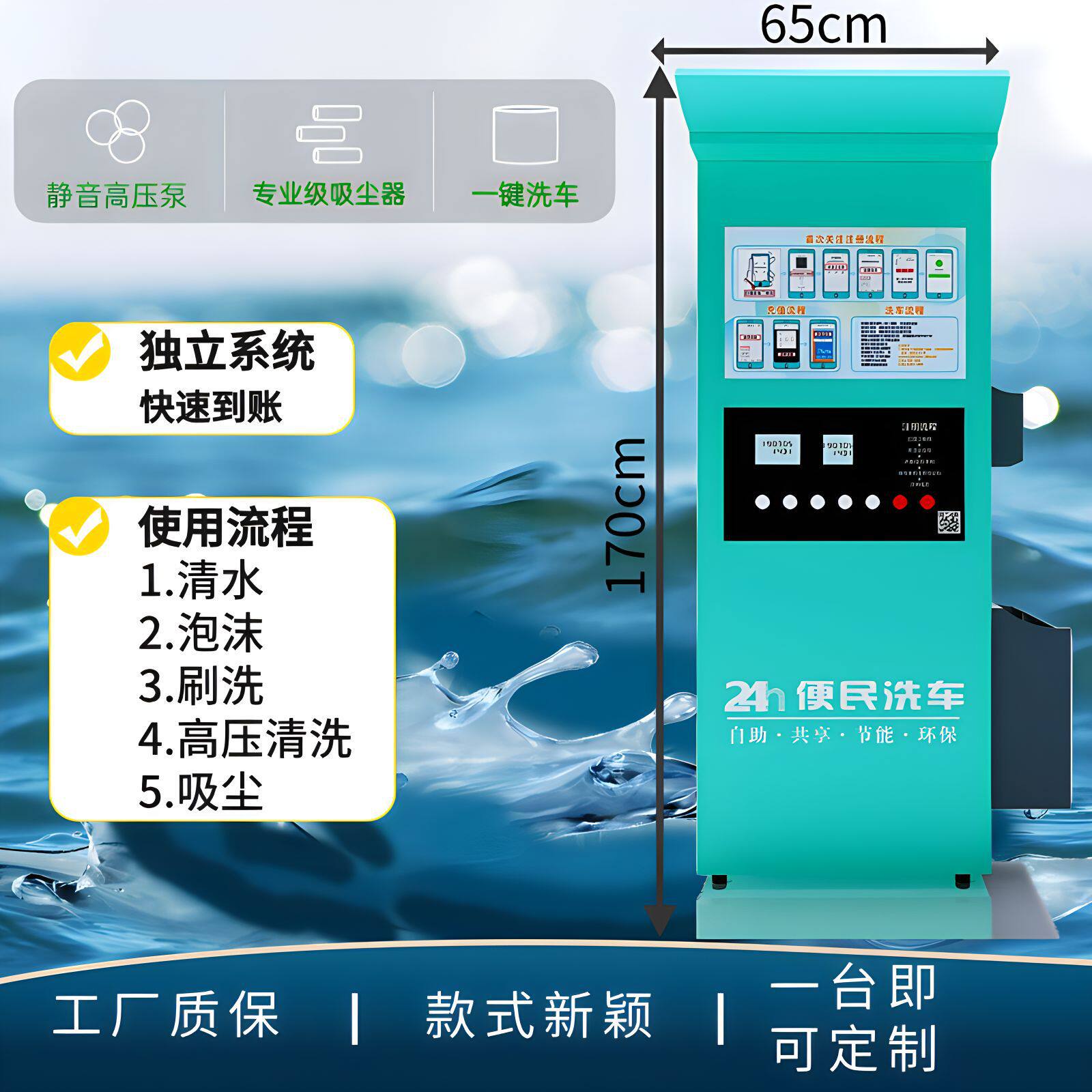 24小时6元自助洗车机共享自助洗车机智能一体扫码洗车机清水发泡