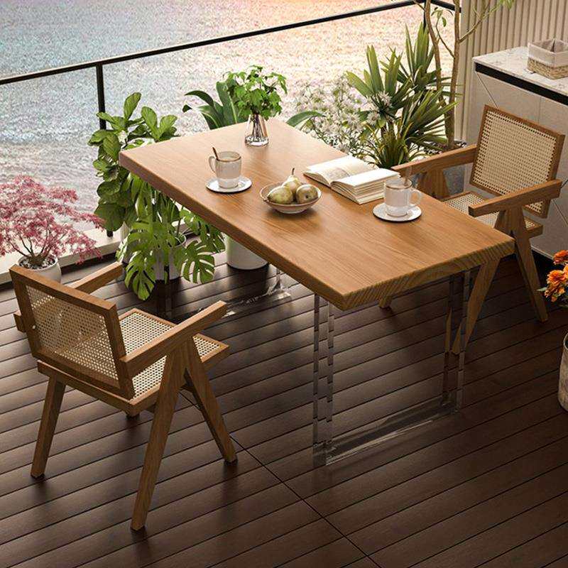 悬浮实木阳台小桌椅白蜡木小茶台亚克力茶桌椅现代简约小户型茶桌