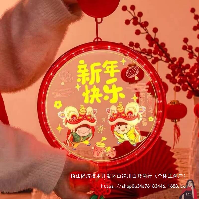 彩灯彩灯客厅橱中国结发光中国新年装饰家用挂件挂灯结光彩福字无