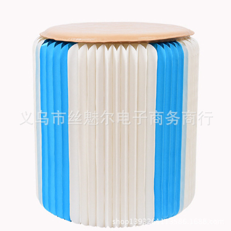 时尚双色拼色创意便携式纸凳子客厅小圆凳可折叠paper stools