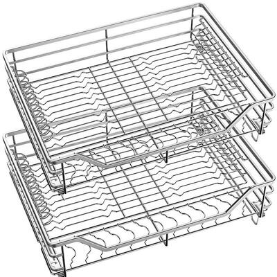 厨拉房篮04不钢碗橱柜锈拉篮双层抽屉式收纳架地柜调味架
