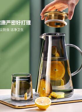 家冷水壶玻b3y26ubj璃耐高凉水果水壶凉茶壶杯套温装用凉水壶