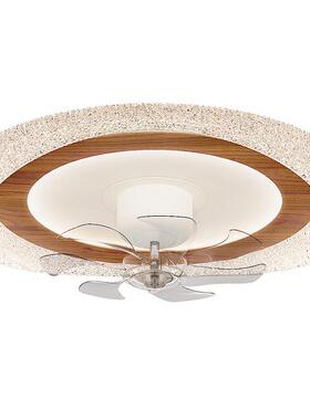 法式顶中WKW古风卧室风扇顶吸灯胡桃木色眼主卧房间奶油风护吸风