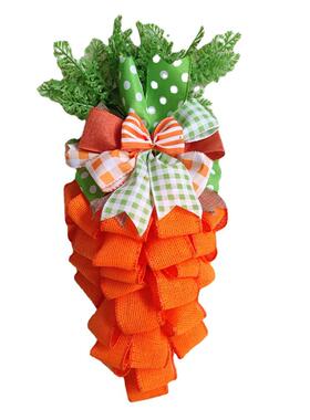 22新复活节环胡萝0卜花环CQN麻布蝴蝶结品门挂装饰春季花花圈