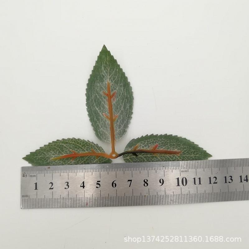 仿真植物仿真树叶三片小玫瑰叶射骨布叶仿真花人造丝花配件叶