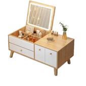 飘窗梳妆台简约小户型台PUY化妆妆迷桌你梳台带镜子卧室飘窗翻盖