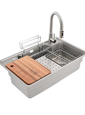 房纳米银槽厨不锈钢水槽QAW拉能申一体大单洗碗池家用多功洗菜盆