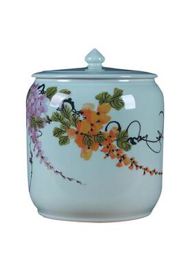 手带绘缸景德镇陶瓷米米桶25斤装用防潮EHU家缸油缸水茶缸储米罐