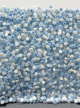 真蓝玫瑰花墙婚庆花艺背景求婚背景商花墙154B场仿窗背景墙玫色瑰