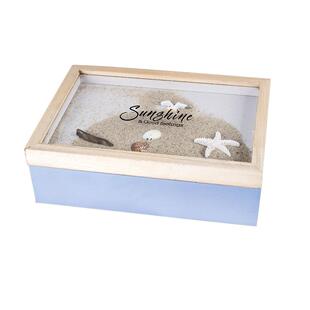 现盒代风格装流沙饰摆件六格茶公叶收纳摆件地中海办室YT20-10-桌