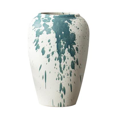 丑家器景SIE德粗陶陶瓷花花瓶新中式居装饰品镇摆件禅意插玉兰仿