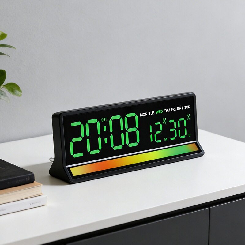 跨境新品幻彩拾音器时钟简约多功能电子钟LED时钟床头闹钟6675