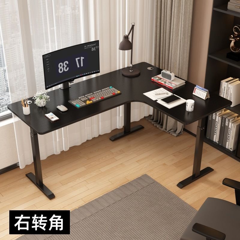 l型书桌实木桌面转角电脑桌电动升降桌拐角工作台写字桌办公桌子图片