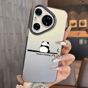 适用于华为pura70pro十手机壳高级感熊猫背影p60art捡钱p40简约+红色彩银p50e套防摔p30新款男女生p70ultra