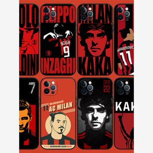 AC米兰手机壳ip12卡卡XSMAX马尔蒂尼P40因扎吉足球XR舍甫琴科软壳