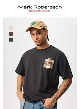 Mark Robertson2025ss夏季印花短袖T恤男士复古潮牌联名纯棉半袖t