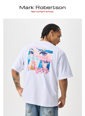 Mark Robertson2025ss印花短袖T恤男个性潮牌复古圆领半袖纯棉