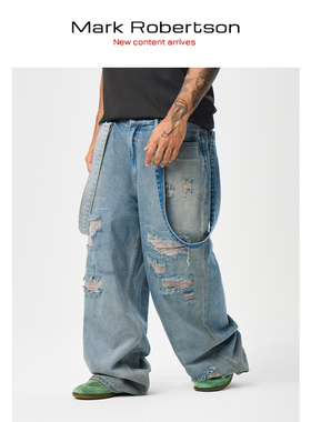 Mark Robertson2025aw牛仔裤男直筒潮流长裤新款加厚背带宽松裤子