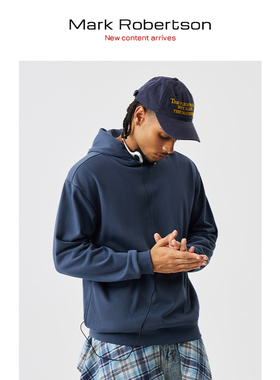 Mark Robertson25AW美式潮卫衣宽松水洗简约套头连帽刺绣纯棉带帽