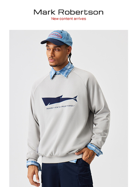 Mark Robertson25AW纯棉宽松卫衣插肩美式上衣圆领套头男女同款