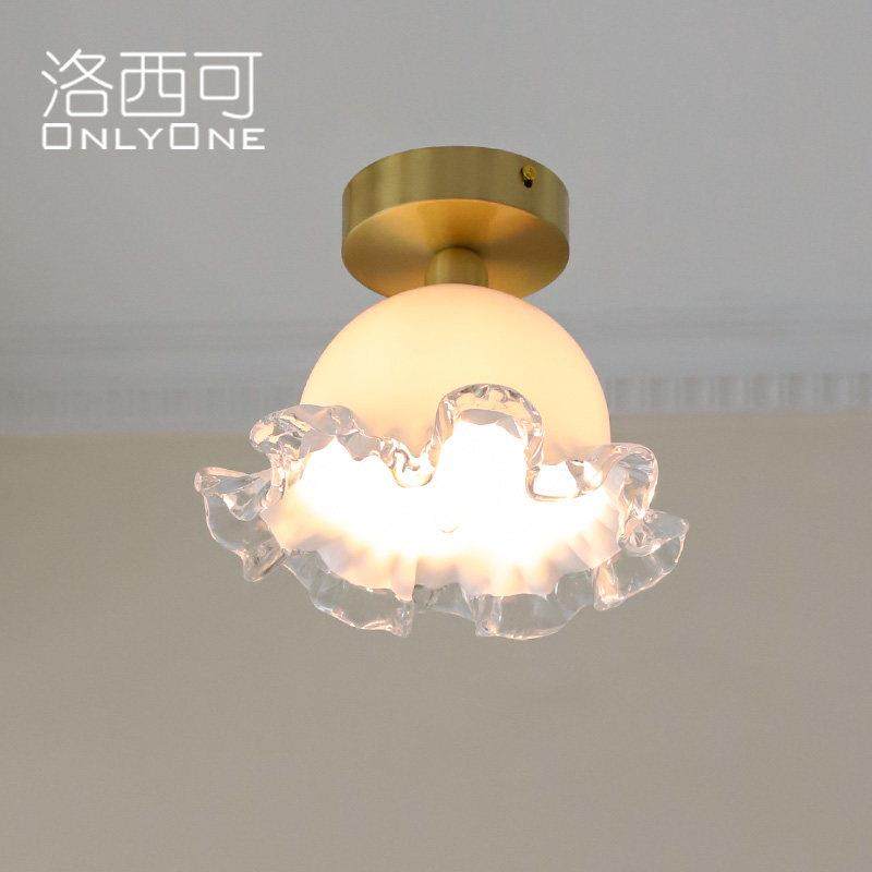 洛西可 法式花苞玻璃吸顶灯 现代简约餐厅过道玄关入户阳台小灯具