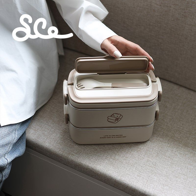 精选素生家居饭盒带饭上班族304不锈钢双层微波炉加热便携餐盒,餐饮具,饭盒/保温桶/保温提锅,淘宝优惠券,粉丝福利购,淘宝优惠卷