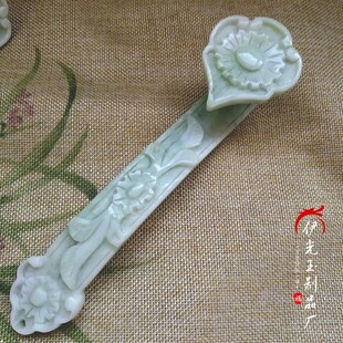 精选白玉天然蓝田玉如意摆件客厅办公室摆设手把件吉祥如意摆件玉