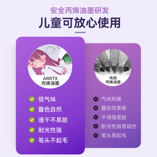 Arrtx阿泰诗丙烯马克笔套装30色B款绝绝紫防水软头DIY画鞋相册丙